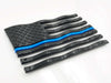 Gloss Black Waving American Flag Emblems with Thin Blue Line