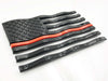 Gloss Black Waving American Flag Emblems with Thin Red Line