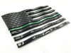 Gloss Black Waving American Flag Emblems with Thin Green Line