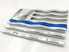 Chrome Waving American Flag Emblems with Thin Blue Line