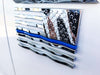 Chrome Waving American Flag Emblems with Thin Blue Line