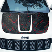 Customizable Topographic Topo Hood Decal Blackout Wrap compatible with Jeep Grand Cherokee WK 2011-2022