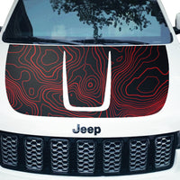 Customizable Topographic Topo Hood Decal Blackout Wrap compatible with Jeep Grand Cherokee WK 2011-2022