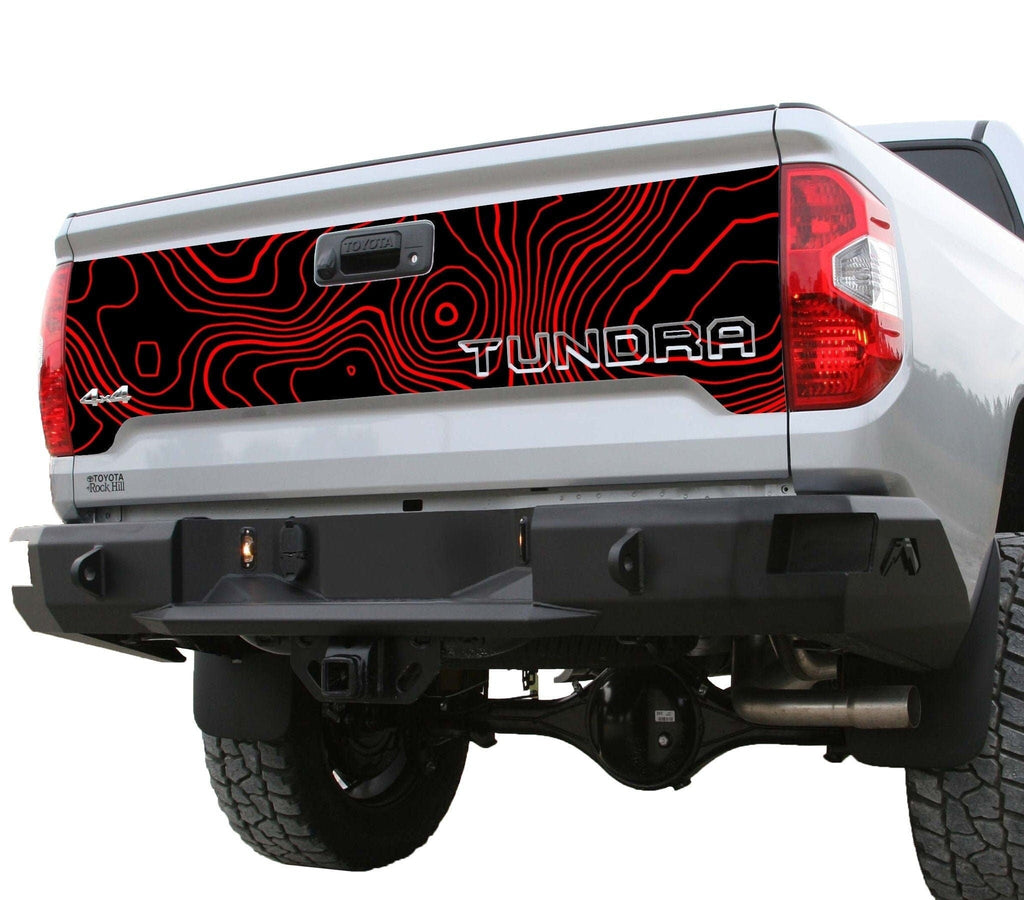 Custom 2014-2021 Toyota Tundra Topographic Topo Tailgate graphics decal with vinyl inserts for letters