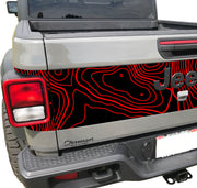 Custom Topographic Topo Tailgate & Tail Light Decal fits Jeep Gladiator JT 2018-2022 3M Vinyl