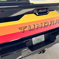 Custom 2022-2024 Toyota Tundra Retro Tailgate graphics decal with vinyl inserts for letters