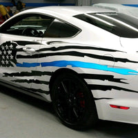 Extra Large 2005-2024 Ford Mustang Distressed American Flag Side Graphics 3M Vinyl