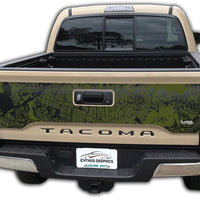 Custom 2016-2023 Toyota Tacoma tailgate Map Overlay blackout graphics decal