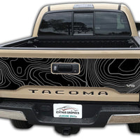 Custom Topographic Toyota Tacoma tailgate blackout graphics decal 2016-2023