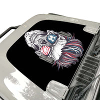 American Flag Punisher Skull Hood Decal compatible with 2018-2024 Jeep Wrangler JL & Gladiator JT 02