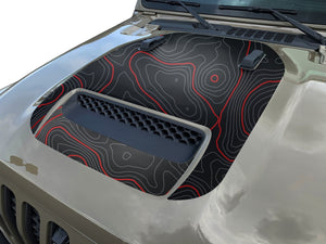 Topographic Topo Hood Decal compatible with 2018-2024 Jeep Wrangler JL and Gladiator JT Mojave Hoods Topo 01