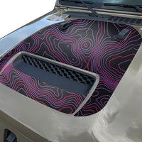 Topographic Topo Hood Decal compatible with 2018-2024 Jeep Wrangler JL and Gladiator JT Mojave Hoods Topo 01