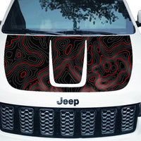 Customizable Topographic Topo Hood Decal Blackout Wrap compatible with Jeep Grand Cherokee 2011-2022 Topo02