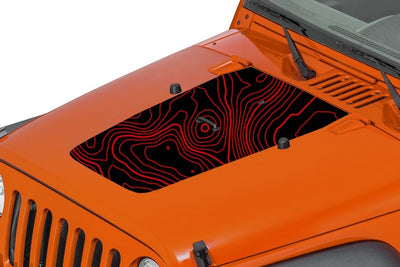 Topographic Topo Hood Decal compatible with 2007-2018 Jeep Wrangler JK 04