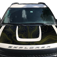 Custom Topographic Topo Hood Wrap Blackout Decal compatible with 2013-2015 Ford Explorer Topo 01