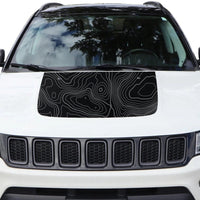 Topographic Topo Hood Decal compatible with Jeep Compass 2007-2023 Topo 01