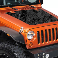 Map Overlay Hood Decal compatible with 2007-2018 Jeep Wrangler JK 01