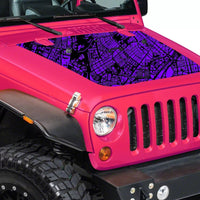 Map Overlay Hood Decal compatible with 2007-2018 Jeep Wrangler JK 01