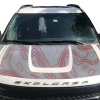 Custom Topographic Topo Hood Wrap Blackout Decal compatible with 2013-2015 Ford Explorer Topo 02