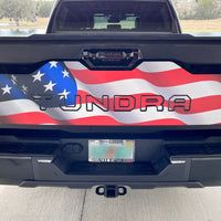 Custom 2022-2024 Toyota Tundra American Flag Tailgate graphics decal Blackout with vinyl inserts for letters