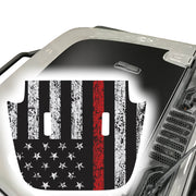 Distressed American Flag Thin Red Line Hood Decal Compatible with Jeep Wrangler JL & Gladiator JT 2018-2024 04