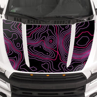 Customizable Topographic Hood Wrap Blackout Decal compatible with F150 2015-2020 Topo 01