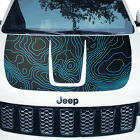 Customizable Topographic Topo Hood Decal Blackout Wrap compatible with Jeep Grand Cherokee 2011-2022 Topo01