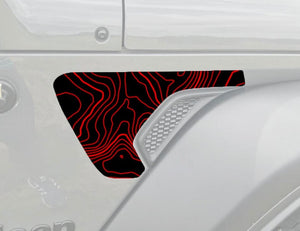 Custom Topographic Fender Decal fits 2018-2024 Jeep Wrangler JL Gladiator JT