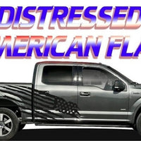 F150 Distressed American Flag Graphics - Red, Blue, Green Line