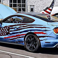 Extra Large 2005-2024 Ford Mustang Distressed American Flag Side Graphics 3M Vinyl