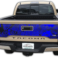 Custom 2016-2023 Toyota Tacoma tailgate Map Overlay blackout graphics decal