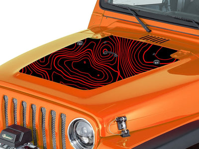 Topographic Topo Hood Decal Compatible with 1997-2006 Jeep Wrangler TJ