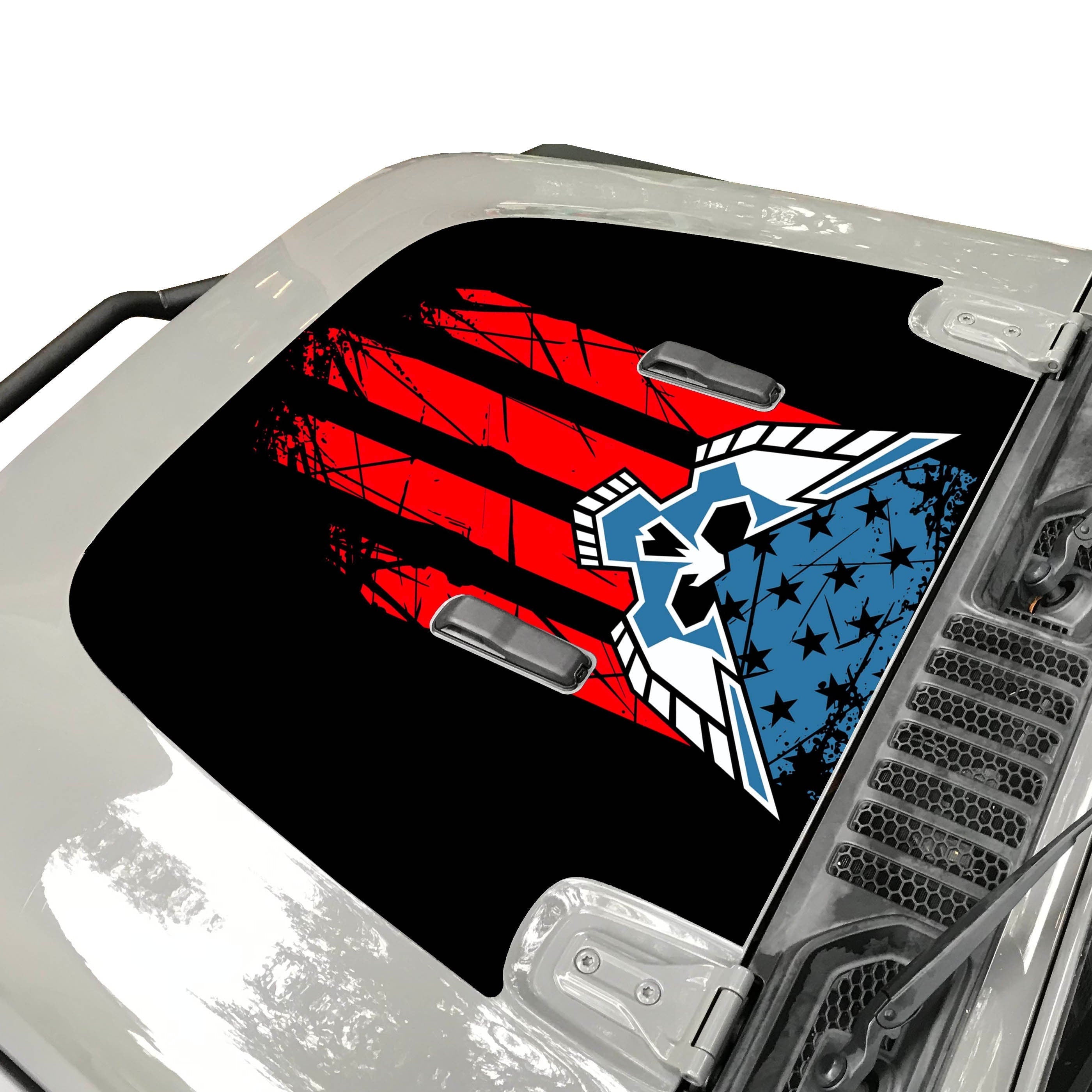 Distressed American Flag Eagle Hood Decal compatible with
