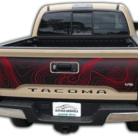 Custom Topographic Toyota Tacoma tailgate blackout graphics decal 2016-2023