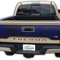 Custom Topographic Toyota Tacoma tailgate blackout graphics decal 2016-2023