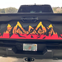 Custom Toyota Tundra Retro Mountain Scene Tailgate graphics decal 2022-2025 Blackout with vinyl inserts for letters