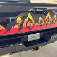 Custom Toyota Tundra Retro Mountain Scene Tailgate graphics decal 2022-2025 Blackout with vinyl inserts for letters