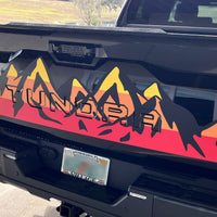 Custom Toyota Tundra Retro Mountain Scene Tailgate graphics decal 2022-2025 Blackout with vinyl inserts for letters