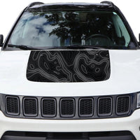 Topographic Topo Hood Decal compatible with Jeep Compass 2007-2023 Topo 02