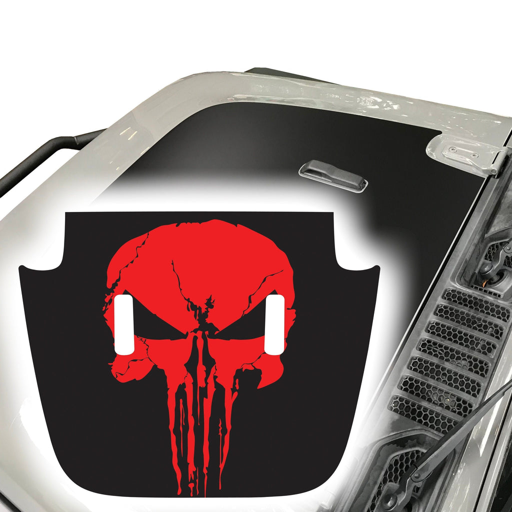 Punisher Skull Hood Decal Compatible with Jeep Wrangler JL & Gladiator JT 2018-2024 02