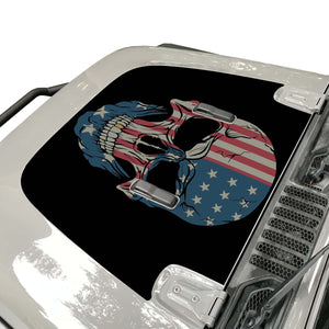 American Flag Punisher Skull Hood Decal Compatible with 2018-2022 Jeep Wrangler JL & Gladiator JT 04