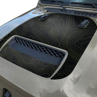 Topographic Topo Hood Decal compatible with 2018-2024 Jeep Wrangler JL and Gladiator JT Mojave Hoods Topo 01