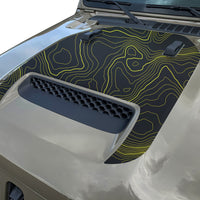 Topographic Topo Hood Decal compatible with 2018-2024 Jeep Wrangler JL and Gladiator JT Mojave Hoods Topo 01