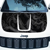 Customizable Topographic Topo Hood Decal Blackout Wrap compatible with Jeep Grand Cherokee 2011-2022 Topo02