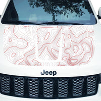 Customizable Topographic Topo Hood Decal Blackout Wrap compatible with Jeep Grand Cherokee 2011-2022 Topo02