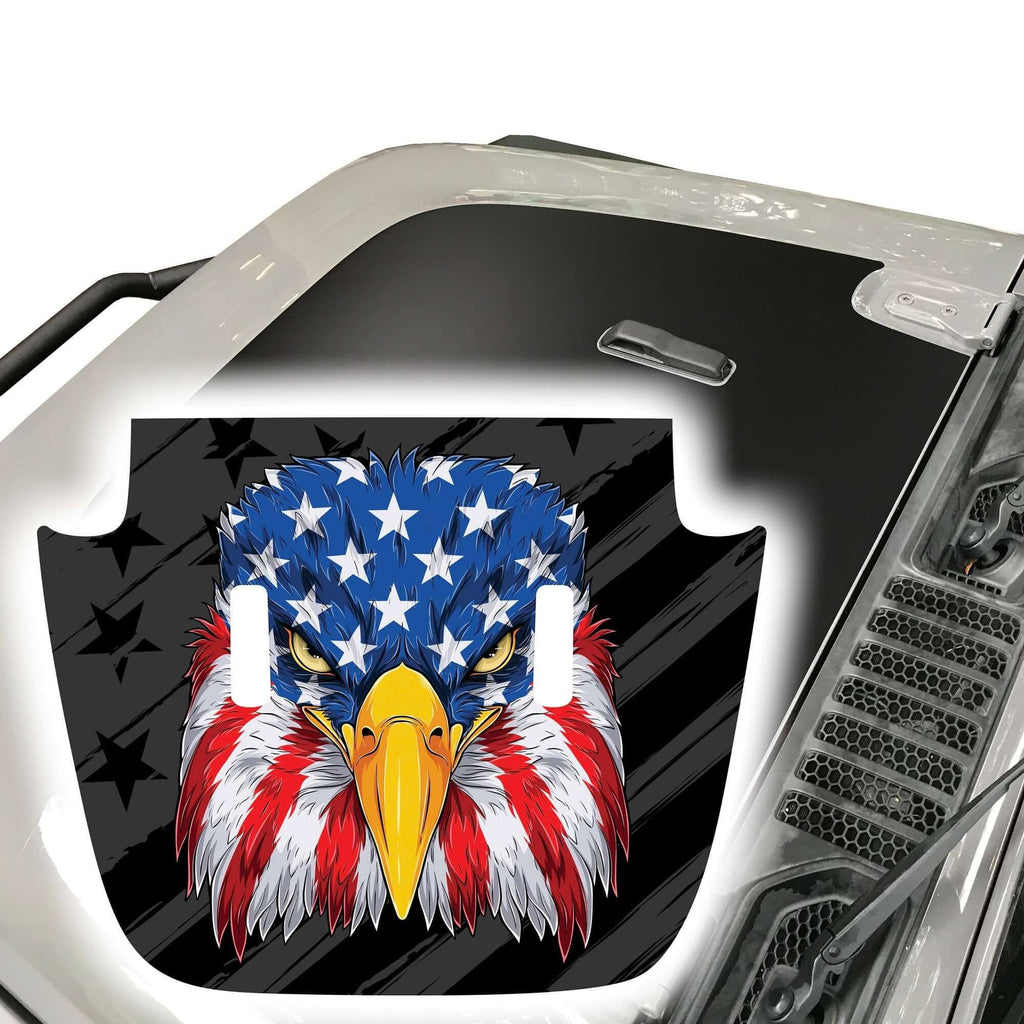 American Flag Eagle Vinyl Hood Decal – Compatible With Jeep Wrangler
