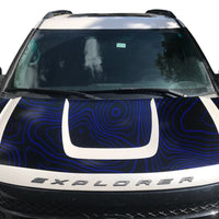 Custom Topographic Topo Hood Wrap Blackout Decal compatible with 2013-2015 Ford Explorer Topo 01