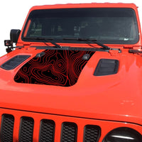 Topographic Topo Hood Decal compatible with 2018-2024 Jeep Wrangler JL and Gladiator JT Rubicon