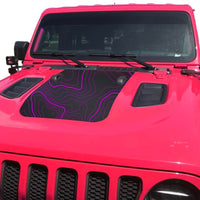 Topographic Topo Hood Decal compatible with 2018-2024 Jeep Wrangler JL and Gladiator JT Rubicon