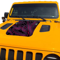 Topographic Topo Hood Decal compatible with 2018-2024 Jeep Wrangler JL and Gladiator JT Rubicon